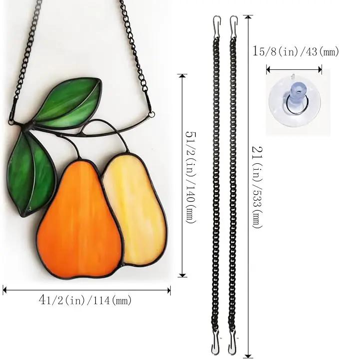 Stained Glass Window Hanging Orange pear Sun Catcher Home Decor Gifts for Christmas to Family and Friends by GreenHaven Gardens