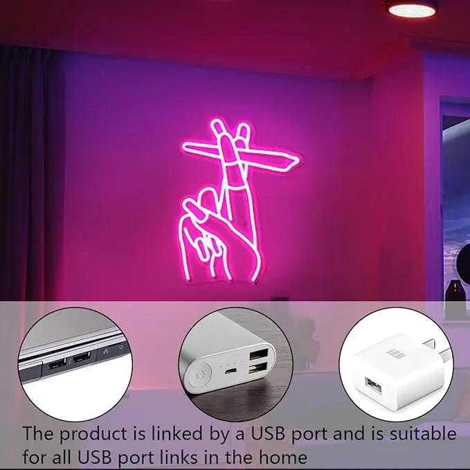WLHOPE Pink Led Hand Neon Sign for Wall Decor Gesture USB Nail Hand Man Cave Neon Light Sign for Bedroom Home Bar Girls Room Nail Room Salon Party Decor Gift for Women by GreenHaven Gardens