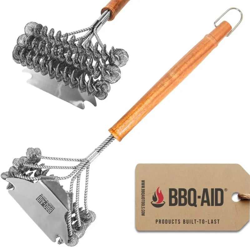 BBQ-AID Grill Brush for Outdoor Grill Bristle Free - 18" BBQ Brush for Grill Cleaning Kit - Safe BBQ Grill Cleaner Brush and Scraper - Stainless Grill Cleaning Brush for Any Grill, Grill Accessories by GreenHaven Gardens