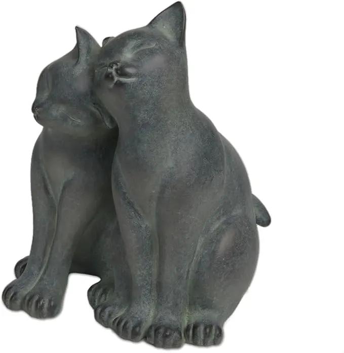 Newman House Studio Garden-Statues Cats Kitten-Couple Figurines Decor - Polyresin Sculpture for Outside Farmhouse Yard, 8.9 * 8.3 * 10.9 Inch by GreenHaven Gardens