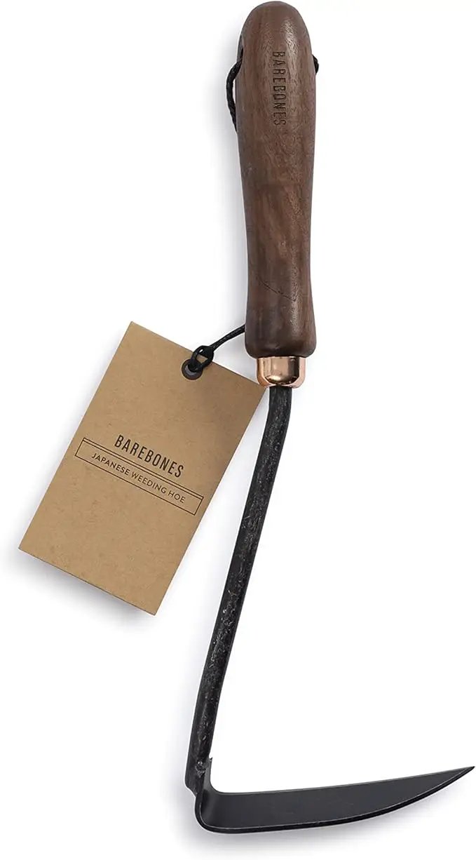 Barebones Japanese Weeding Hoe - Hoe Garden Tool - Durable Stainless Steel Hand Tool for Weeding and Digging (Walnut/Black) by GreenHaven Gardens
