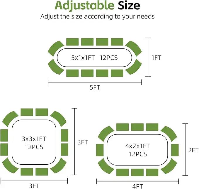 3-in-1 Modular Raised Garden Bed Kit - Adjustable Sizes (4x2x1ft, 3x3x1ft, 5x1x1ft) - Heavy Duty Galvanized Steel Planter Box with Bracing Rods & Gloves for Vegetables, Fruits, Flowers by GreenHaven Gardens