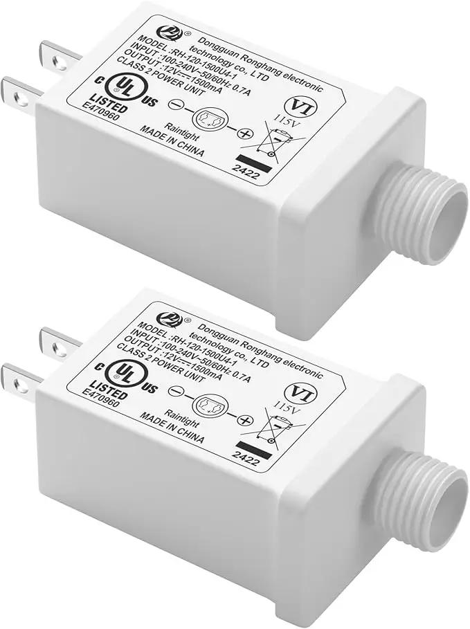 Replacement Yard Inflatable Adapter Power Supply Adaptor - 12V 1.0A 2Pcs - Inflatable Plug Replacement Class 2 Power Supply - White - for Christmas Tree Light/Thanksgiving Yard Blow Up Decorations by GreenHaven Gardens
