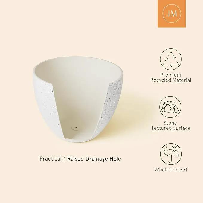 LA JOLIE MUSE 14.2/11.3/8.6 Inch Planters,Indoor/Outdoor White Planters Set of 3,Plant Container with Drain Holes,Flower Pots for Patio and Deck by GreenHaven Gardens