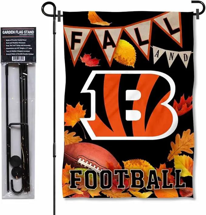 WinCraft Bengals Fall Seasonal Garden Flag and Flagpole Mount by GreenHaven Gardens