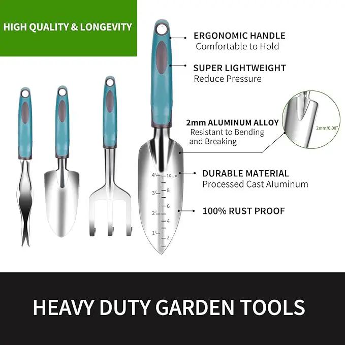Garden Tool Set 9 PCS, Heavy Duty Gardening Hand Tools for Women, Durability Garden Tool Bag, Rust-Proof Aluminum Gardening Supplies, Ideal Gifts for Women and Men by GreenHaven Gardens