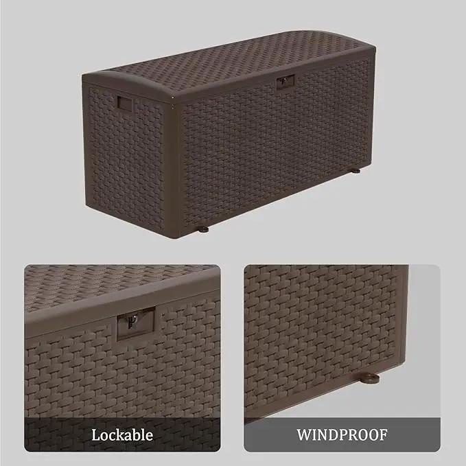 180 Pro Gallon Deck Box,Outdoor Storage Box Lockable,Waterproof for Patio Furniture, Garden Tools, Pool Accessories, Package Delivery Boxes For Outside, Brown by GreenHaven Gardens