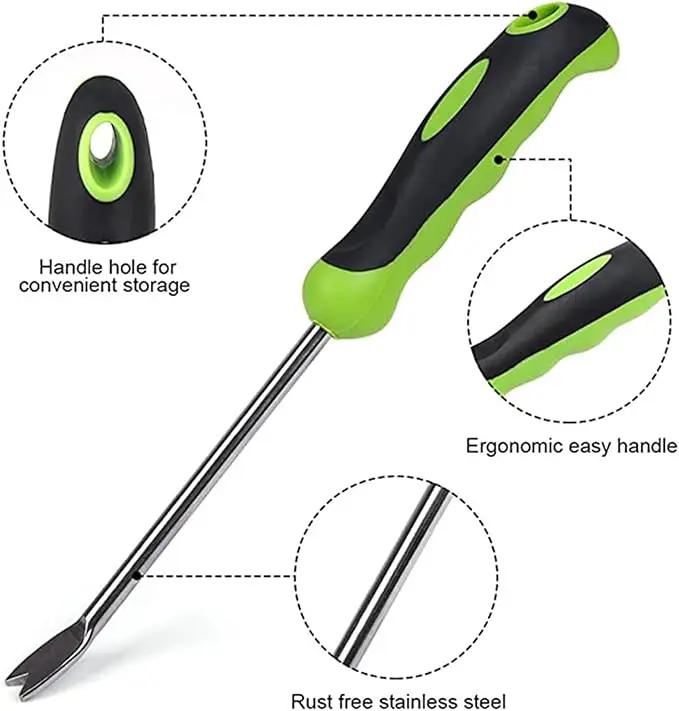 Maxmoral 12.99 Inch Garden Hand Weeding Tool with Ergonomic Handle Stainless Steel Farm Transplant Gardening Plant Loosening Root Starter by GreenHaven Gardens