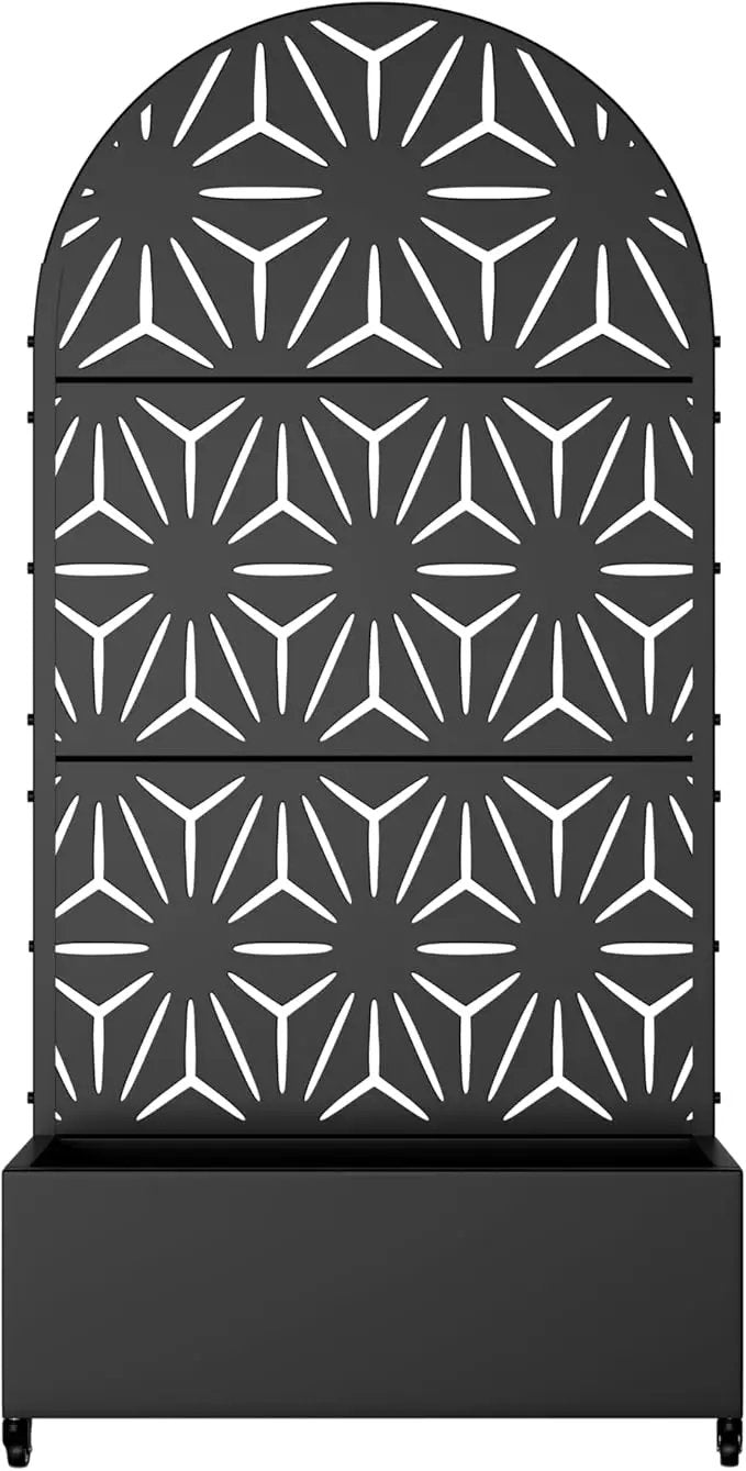 Casaphoria Metal Raised Garden Bed with Trellis and Wheels, 72"x35"x16" Arched Planter Box for Climbing Plants, Vegetables & Vines, Features Drainage Holes and Privacy Screen (Black-Star) by GreenHaven Gardens