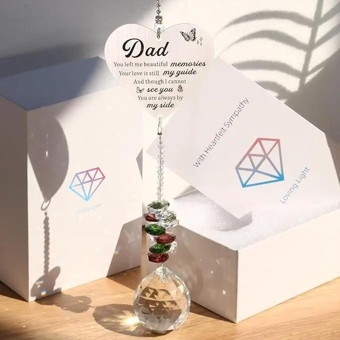 Memorial Suncatcher Gifts for Loss of Dad, Sympathy Gifts for Loss of Dad, Dad in Heaven Memorial Crystal Suncatcher for Window Home Decor (Dad) by GreenHaven Gardens