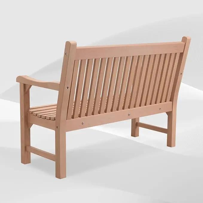 Psilvam 2-Person Poly Lumber Outdoor Bench with 700 Lbs Weight Capacity – Weatherproof Garden Seating for, Balcony Porch & Park, All-Weather Fade-Resistant Patio Furniture (Teak Color) by GreenHaven Gardens