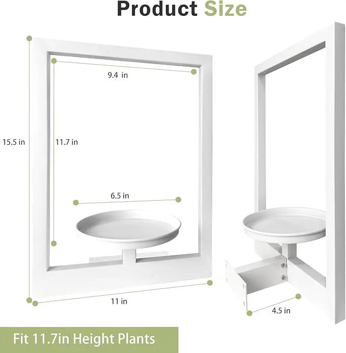 Picture Frame Plant Holder, Wall Mount Plants shelf Indoor Outdoor, Metal Hanging Planters Stand Decor, Window Planter Hanger Shelves, Modern Floating Ornament Rack Art for Home & Garden((White 2pc)) by GreenHaven Gardens