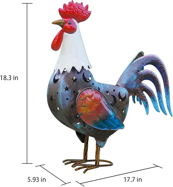 LIFFY Solar Rooster Outdoor Decor,18" Metal Rooster Yard Decor with LED Lights,Chicken Home Decorative Ornaments,Garden Statues for Outside Patio Backyard Landscape Lawn by GreenHaven Gardens