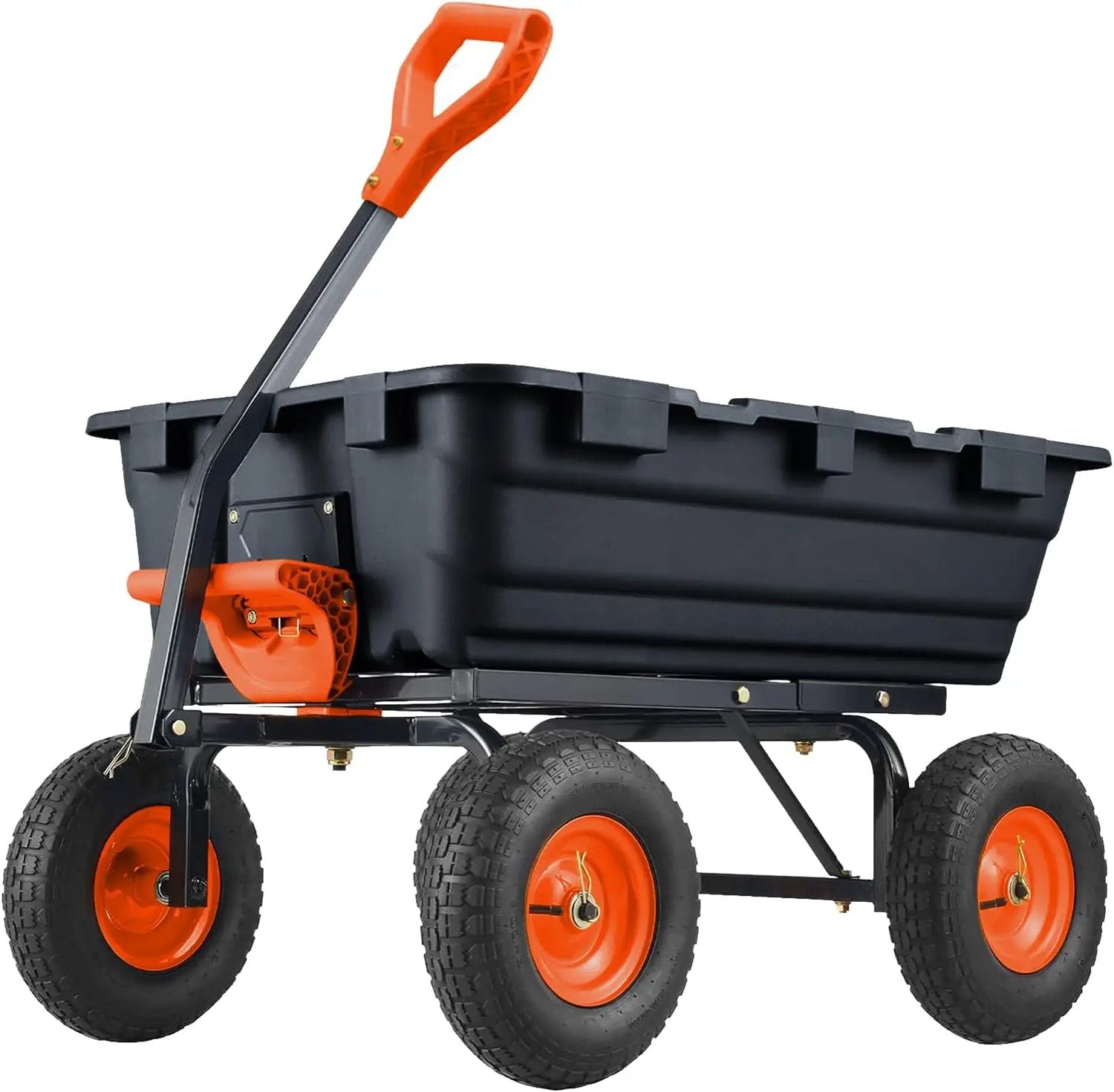 Garvee 800 lbs Poly Garden Dump Cart, Heavy-Duty Wheelbarrow with 10-Inch Tires, 180° Rotating Handle, Steel Frame and Quick Release System Garden Dump Cart for Soil Plants Gardening Tools Wood by GreenHaven Gardens