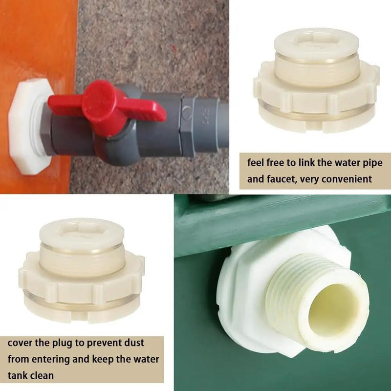1.25 Female ABS Bulkhead Fitting, Plastic Water Tank Connector Adapter Fitting with Plugs for Outdoor rain Barrel Garden Hose Adapter Spigot kit Water Tank Gallon Drain Bucket(Set of 4) by GreenHaven Gardens