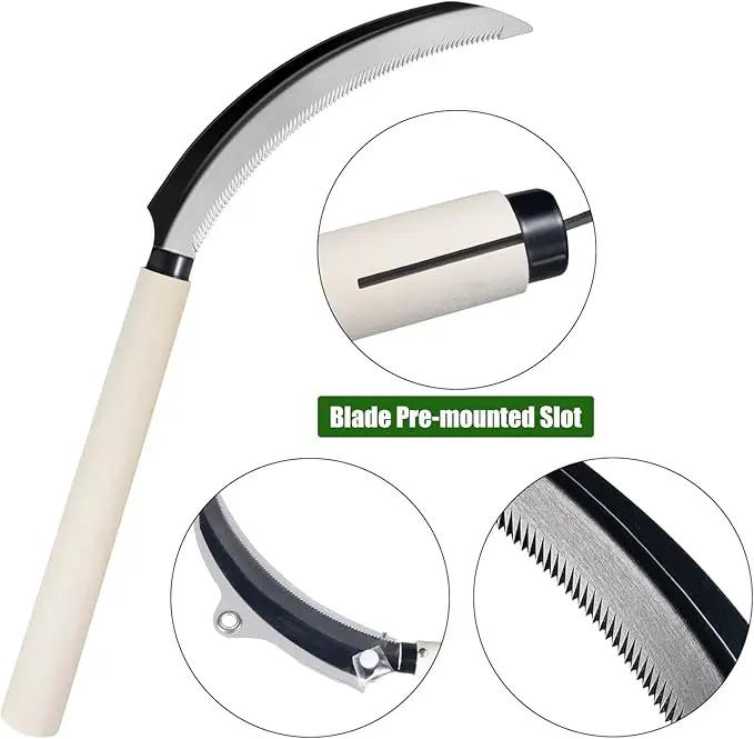 Sod Cutter Japanese Weeding Sickle, Japanese Weeding Tool with Sawtooth, Hand Sickle Weeding Tools for Garden, Hand Hoe Garden Tool, Light Serration, Stainless Steel Blade, Sharp by GreenHaven Gardens