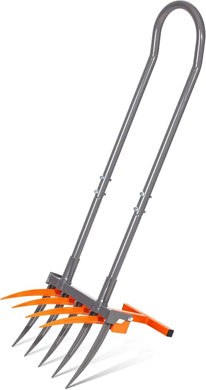 Walensee Broad Fork Garden Tool, 9 Tines Heavy Duty Broadfork Hand Tiller, 2-in-1 Garden Pitchfork with Ergonomic U-Shaped Handle, Spading Digging Fork for Gardening, Cultivating by GreenHaven Gardens