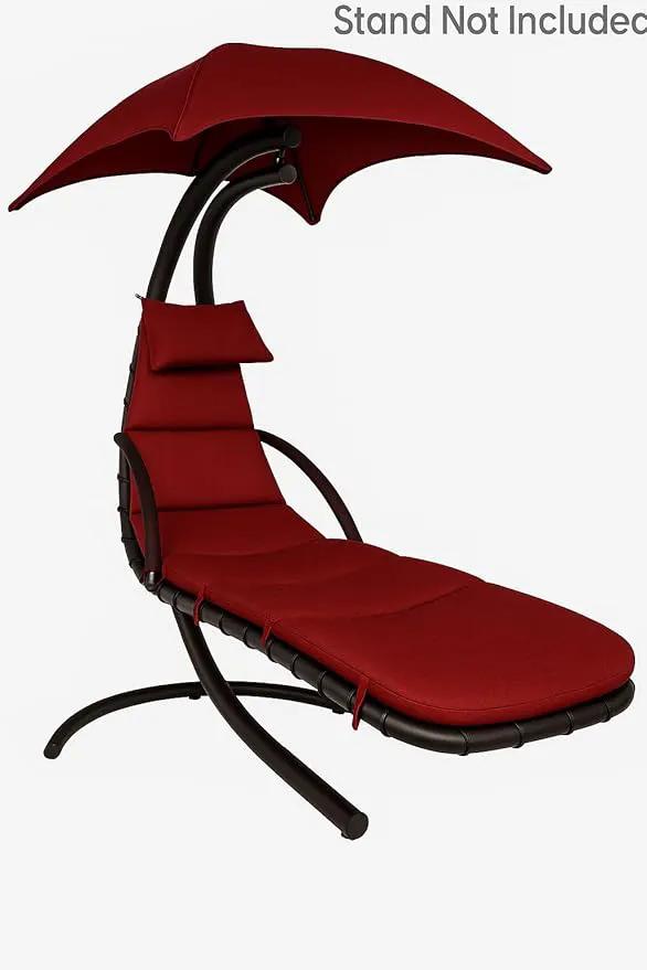 Weatherproof Replacement Cushion Pad and Umbrella for Hanging Lounge Chair Outdoor Chaise Hanging Hammock Chair - Long-Lasting, Fade-Resistant, Quick-Dry, Outdoor Lounge Replacement Set - Red by GreenHaven Gardens