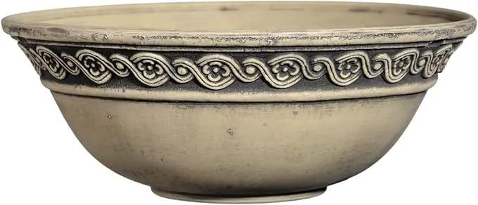 Classic Home and Garden Corinthian Resin Flower Pot Planter Bowl, Gray, 12" by GreenHaven Gardens