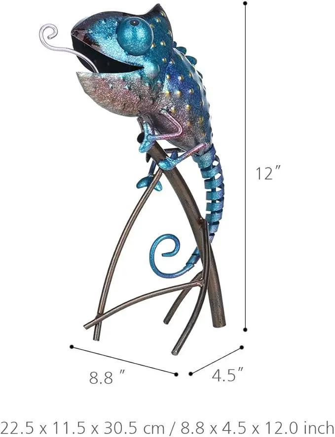 Tooarts Metal Chameleon Sculpture Wild Animal Figurine Indoor Outdoor Decoration Yard Statue for Home and Fairy Garden Decor by GreenHaven Gardens