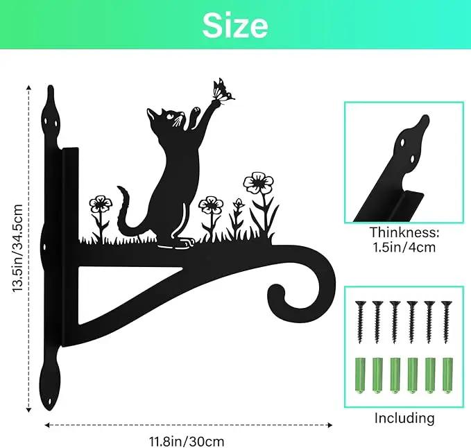 Plant Hangers Outdoor Iron Heavy Duty Ornamental Cat Silhouette Wall Mounted Hanging Plant Bracket for Flower Pot Lantern Bird Feeder Wind Chimes Christmas Decoration by GreenHaven Gardens