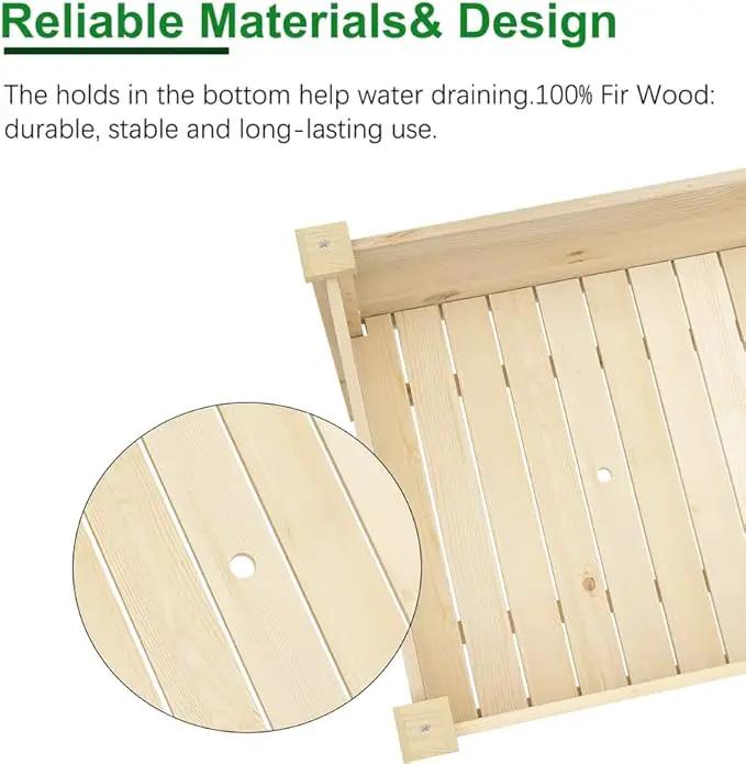 Raised Garden Bed 48.5x24.4x30 Inch, Elevated Wood Planter Box with Legs for Vegetable Flower Herb Outdoors Backyard, Patio, Balcony with Liner (Natural Wood) by GreenHaven Gardens
