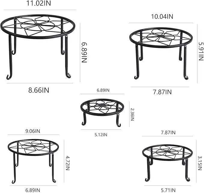 5 Pack Metal Plant Stands,Heavy Duty Potted Holder for Flower Pot,Indoor Outdoor Metal Rustproof Iron Garden Container Round Supports Rack for Planter… by GreenHaven Gardens
