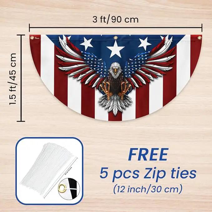 FLAGWIX American Flag Patriotic Eagle American Non-Pleated Fan Flag TPT1636F, 3x6 ft, 1 Pack Suitable for Outdoor and Indoor by GreenHaven Gardens