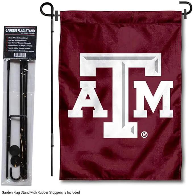 College Flags & Banners Co. Texas A&M Aggies Garden Flag with Pole Stand Holder by GreenHaven Gardens