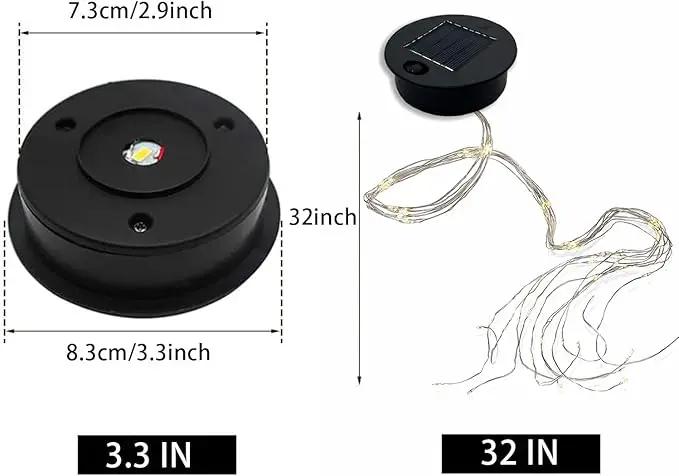 2 Pack Solar Watering Can String Lights Replacement Top - Round Solar Panel Outdoor Waterproof 32 Ft LED Copper Wire Hanging Lanterns Solar Lantern Battery Box Replacement Accessories(Warm/Cold) by GreenHaven Gardens