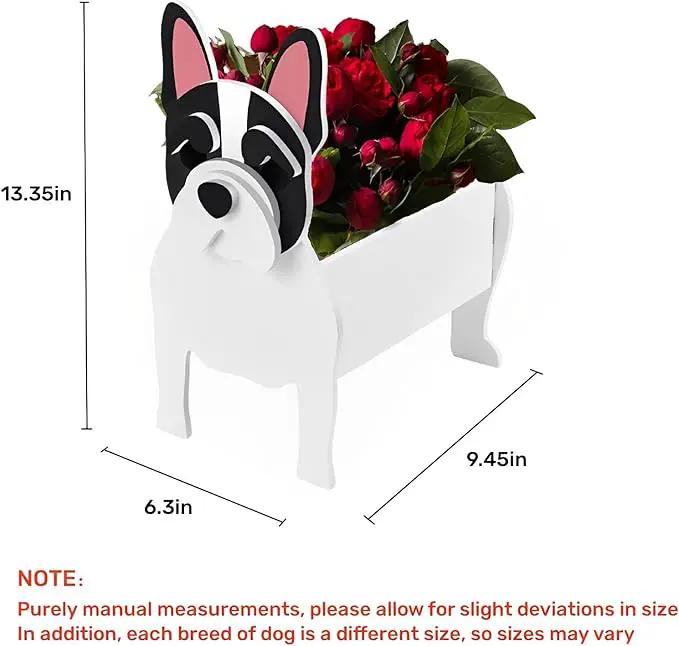White French Bulldog Dog Planter Plant Pots,Cute Garden Dog Flower Planter,Dog Planters Birthday Gifts for Women,Office,Indoor/Outdoor Decor（9.45 * 6.3 * 13.35in） by GreenHaven Gardens