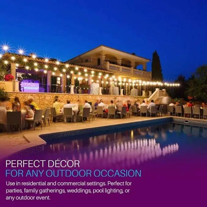 Svater Outdoor String Lights Waterproof 100 FT, LED Patio Lights Outside with 52 Shatterproof G40 Bulbs, Dimmable Hanging Globe Lighting for Bistro Backyard Cafe Market Porch, Warm White 2700K by GreenHaven Gardens