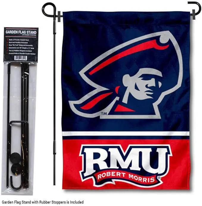 College Flags & Banners Co. Robert Morris Colonials Garden Flag with Stand Holder by GreenHaven Gardens