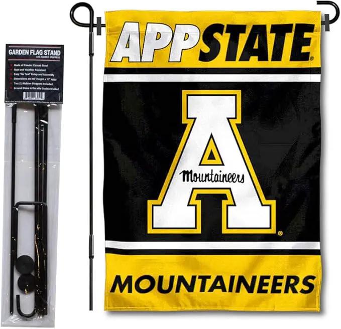 College Flags & Banners Co. Appalachian State Mountaineers Garden Flag with Stand Holder by GreenHaven Gardens