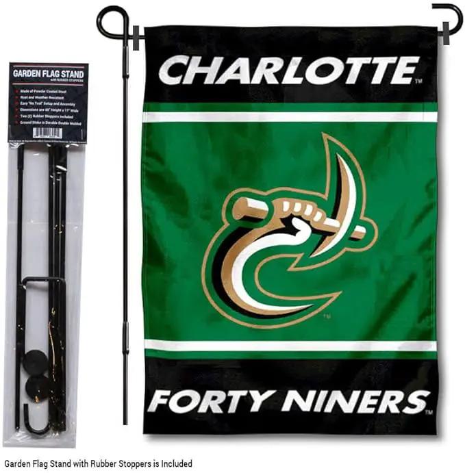 College Flags & Banners Co. Charlotte 49ers Garden Flag with Stand Holder by GreenHaven Gardens