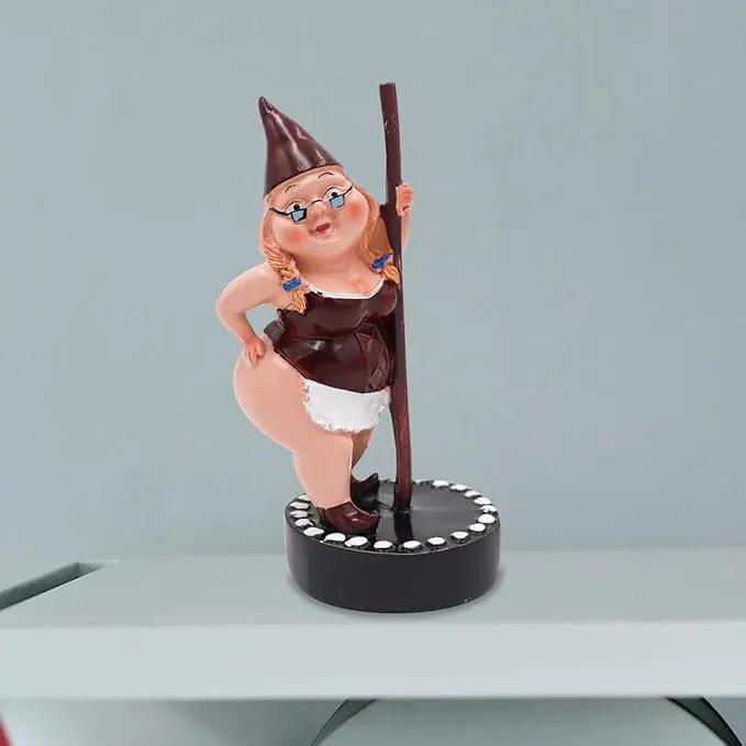 Pole Dancing Gnome Statue, Resin Garden Gnome Statues, Funny Outdoor Gnome Figure, Creative Garden Spring Decoration, Pole Dance Garden Gnome, Spring Garden Statue(6.7"/17 cm) by GreenHaven Gardens