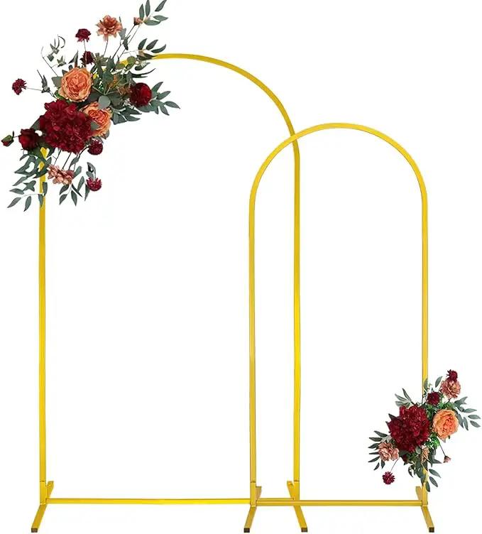 Gold Metal Arch Backdrop Stand 2 Set 7.2FT, 6.6FT Wedding Arch Stand Arched Door Frame for Birthday Party Baby Shower Ceremony Indoor Outdoor Celebration Decor (7.2FT, 6.6FT) by GreenHaven Gardens