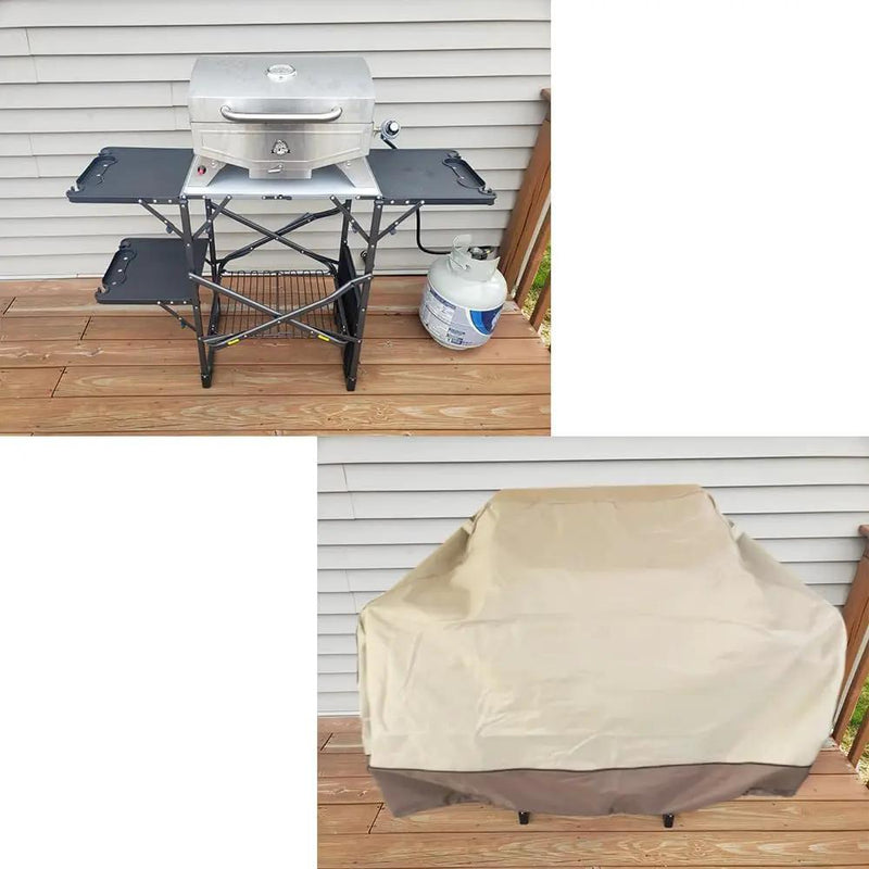 Outdoor Slim-Fold Cook Station Cover Waterproof Heavy Duty Portable Outdoor Folding Grill Table Cover, Beige by GreenHaven Gardens