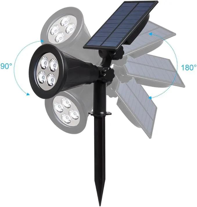 T-SUN Blue Solar Spotlights, Outdoor Waterproof Auto ON/Off Adjustable Garden Pond Lights for Tree, Patio, Yard, Driveway, Stairs, Pool Area by GreenHaven Gardens