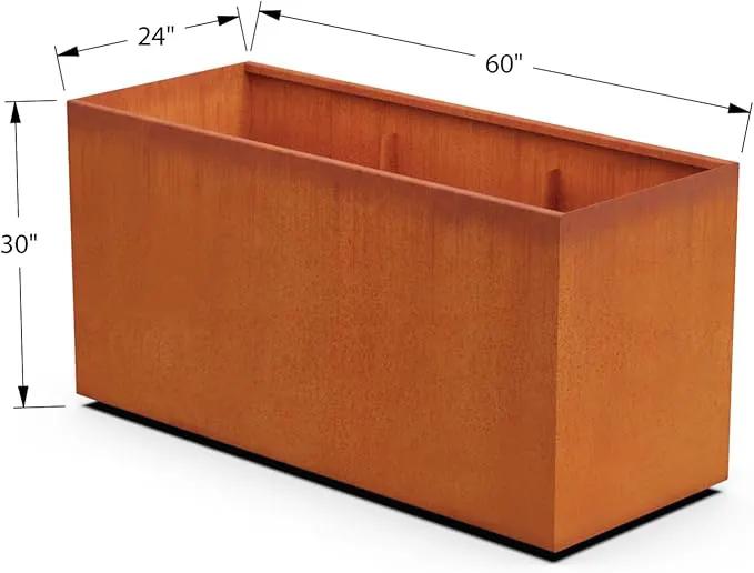 Corten Steel Planter Rectangle Outdoor Metal Garden Box Heavy Duty | Made in USA | Fully Assembled by GreenHaven Gardens