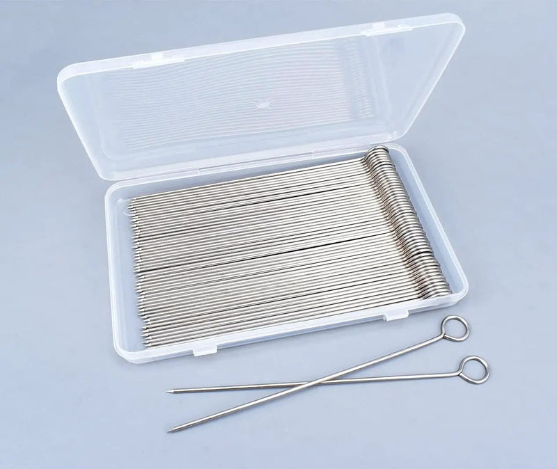 50pcs 8Inch Stainless Steel Skewers,Roast Goose Needle Barbecue,BBQ Skewer Sticks,Packed in a plastic Box for BBQ Grilling Kebob Meat Chicken Vegetable Appetiser by GreenHaven Gardens