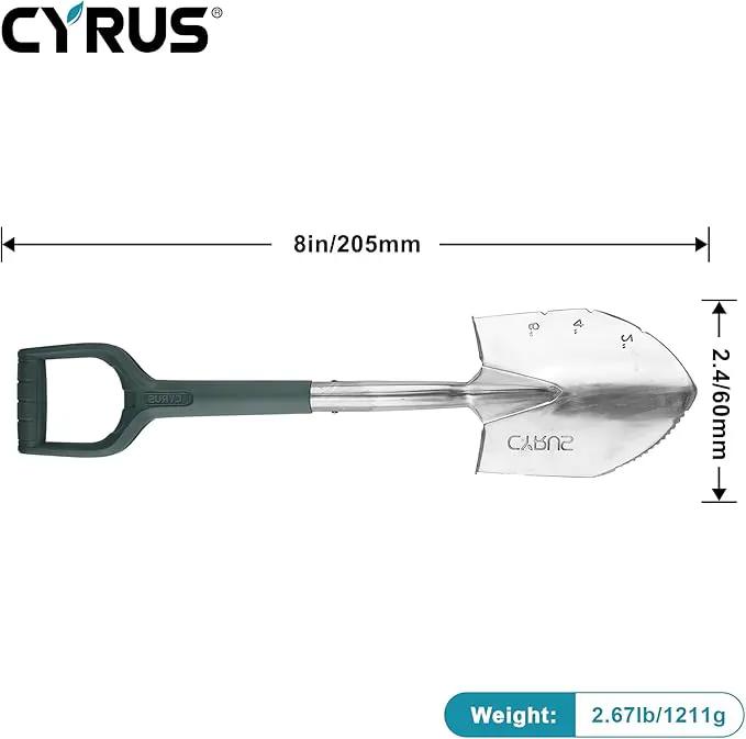 CYRUS Garden Shovel for Digging, 28 Inches in Total Length, Mini D-Shape Heavy Duty Shovel with Serrated Edges, Suitable for Garden, Lawn and Outdoor Camping by GreenHaven Gardens