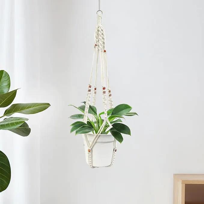 Belit 2 Pack Macrame Plant Hangers Indoor Hanging Planter Basket Decorative Flower Pot Holder Rope for Indoor Outdoor Home Decor by GreenHaven Gardens