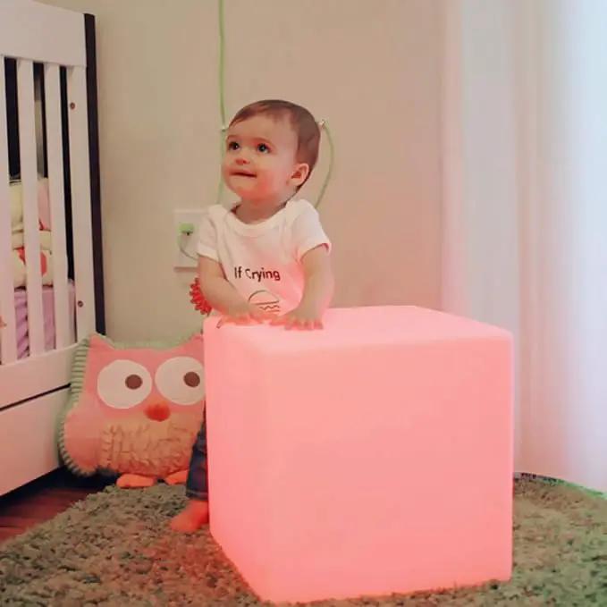 Mr.Go 12-inch Rechargeable Magic LED Light Cube Stool with Remote Control Fun Mood Lamp Soothing Night Light Decorative Lighting for Home Kids Bedside Bedroom Nightstand Nursery Pool Party by GreenHaven Gardens
