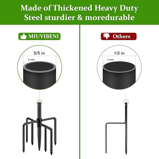 60" Shepherds Hooks for Outdoor, Heavy Duty Bird Feeder Pole for Hanging Lantern, Hummingbird Feeder, 7 Prongs Base Shepherds Hook for Bird Feeders Outside,1 Pack, Black by GreenHaven Gardens