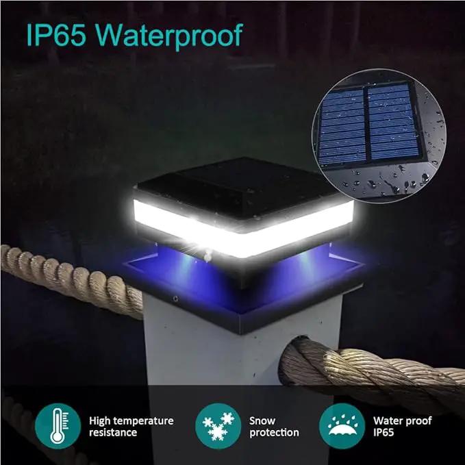Sumaote Solar Post Lights 160LM 52 LED - 6x6 Posts Solar Light Outdoor Fence Deck Post Cap Lights fit 4x4 5x5 6x6 Wood Posts, IP65 Waterproof for Garden Porch Patio, 6000K White Lighting, 2 Pack by GreenHaven Gardens