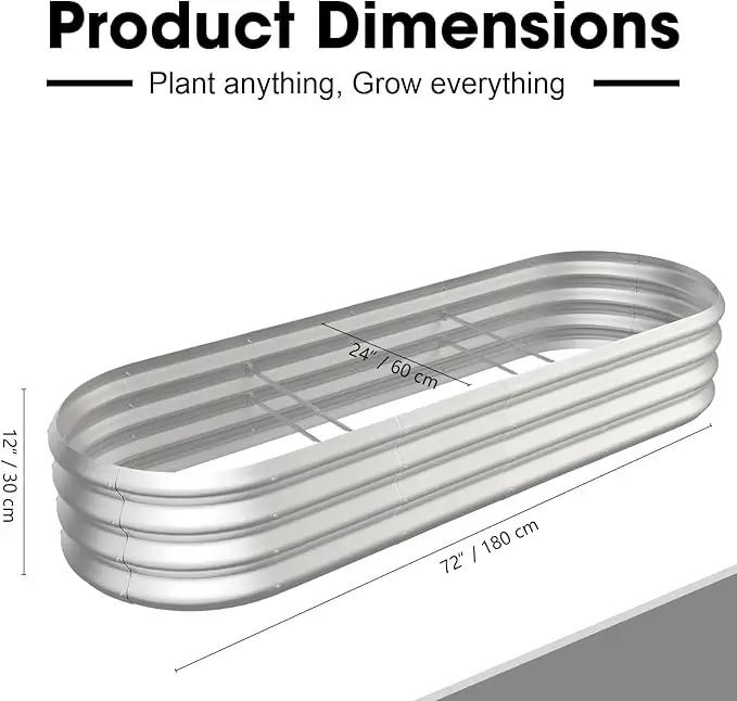 6x2x1ft Oval Galvanized Raised Garden Bed Outdoor 9-in-1 Large Metal Modular Planter Box Raised Beds for Gardening,Vegetables,Fruits,Flowers & Herbs (Silver) by GreenHaven Gardens