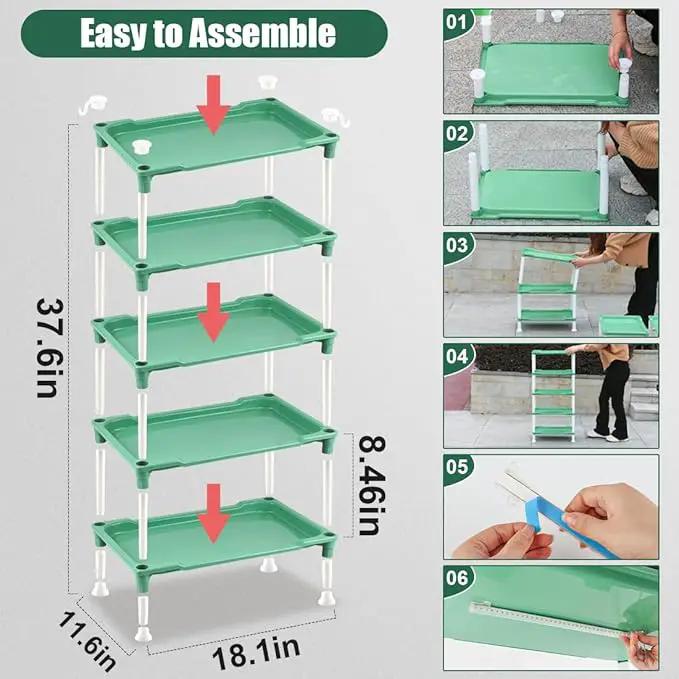 5-Tier Plant Stand with Grow Lights - Seed Starting Kit Germination Tray Full Spectrum Sunlike Plant Light for Indoor Plants, Greenhouse, Succulents, Seedlings by GreenHaven Gardens