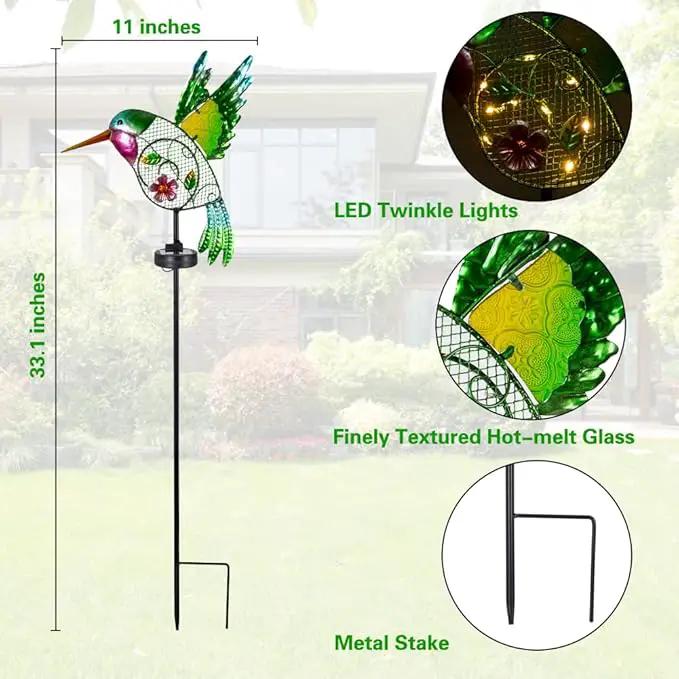 dreamysoul Outdoor Solar Garden Lights, Metal Hummingbird Garden Stake Lights for Outdoor Garden Patio Yard Pathway by GreenHaven Gardens
