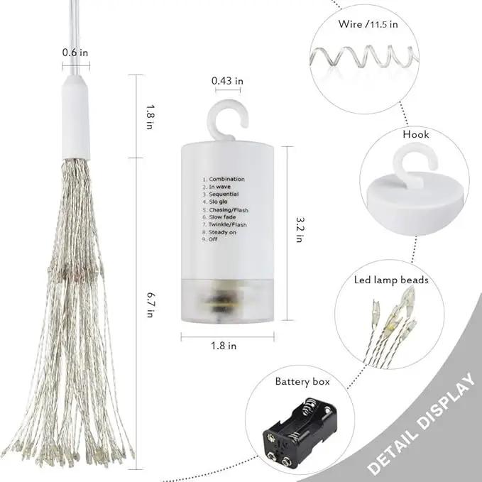 FOOING 4 Pack Firework Lights Led Copper Wire Star String Lights 8 Modes Battery Operated Fairy Lights with Remote,Wedding Decorative Hanging Lights for Party Patio Garden Decoration by GreenHaven Gardens